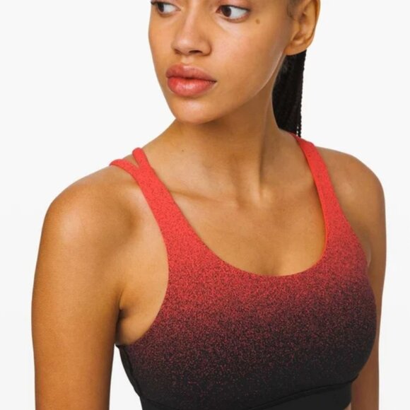 Lululemon Ombre Red and Black Speckle Energy Sports Bra,  Size 8 - Picture 1 of 12